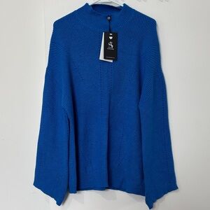 NWT Alison Sheri Ribbed Crewneck Sweater in Royal Blue